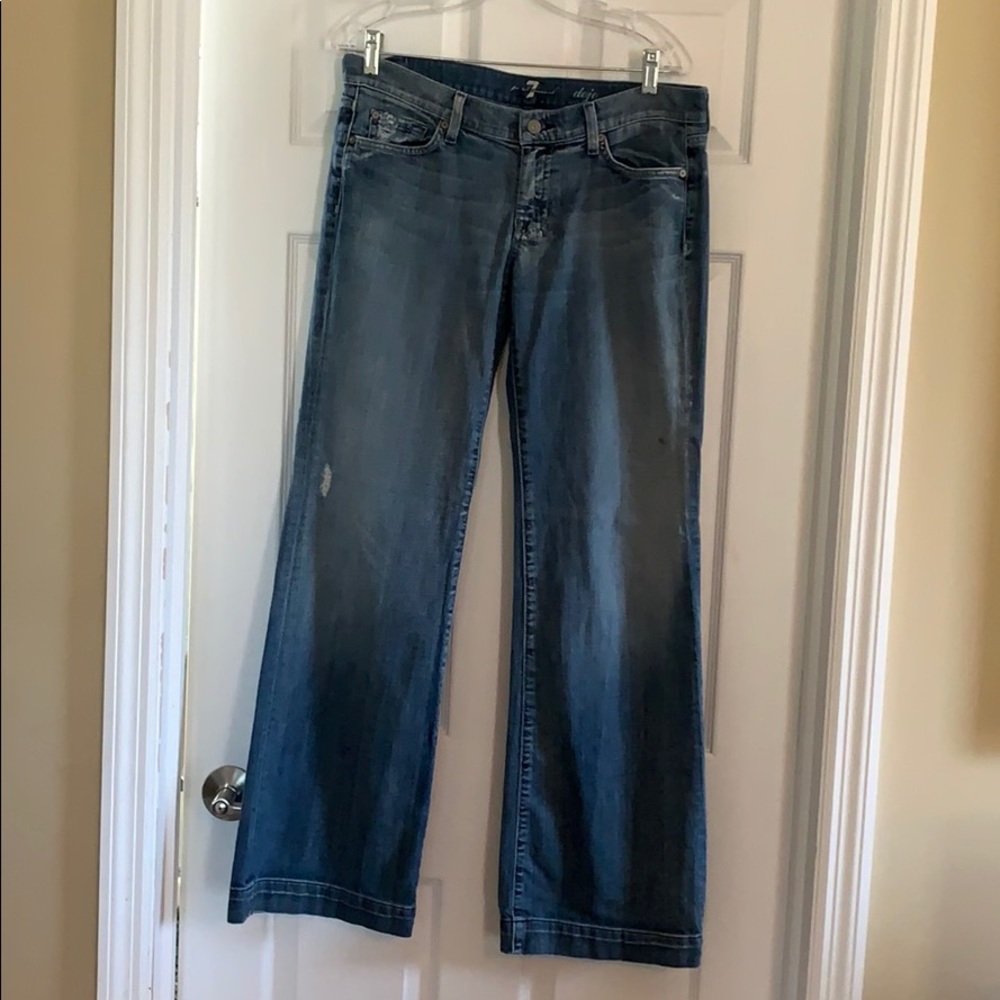 7 For All Mankind distressed dojo flaired jeans 30